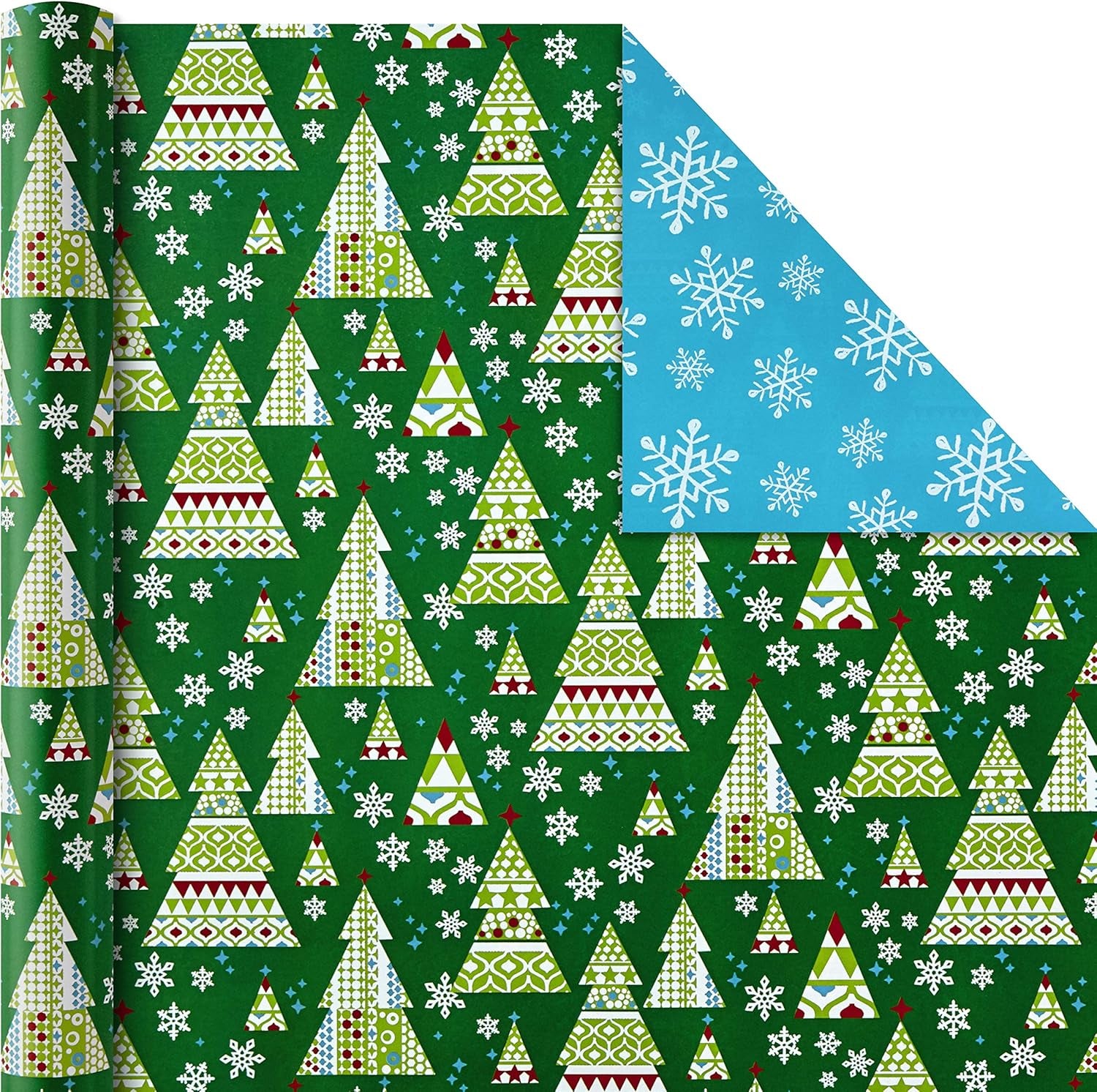 Reversible Quad Pack Wrapping Paper (Santa & Trees, 4 Gift Wrap Rolls)