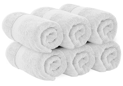 Luxury Hand Towels  Cotton Hotel spa Bathroom Towel  16x30  6 Pack  Silver