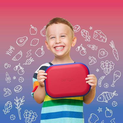 ® Kids Chill Leak-Proof Lunch Box - Included Reusable Ice Pack Keeps Food Cold; 4-Compartment Bento Lunch Container; Microwave & Dishwasher Safe; 2 Year Manufacturer Warranty (Red/Royal)