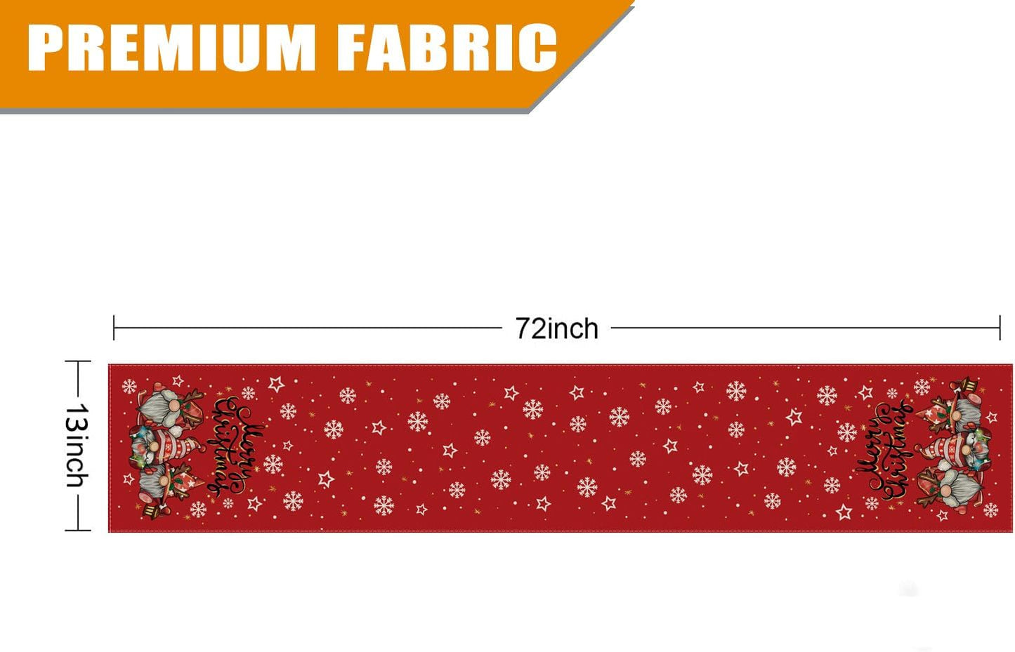 Christmas Gnomes Table Runner Red Snowflake Winter Decorations Glitter Xmas Holiday Kitchen Dining Merry Christmas Decor 13X72 Inch