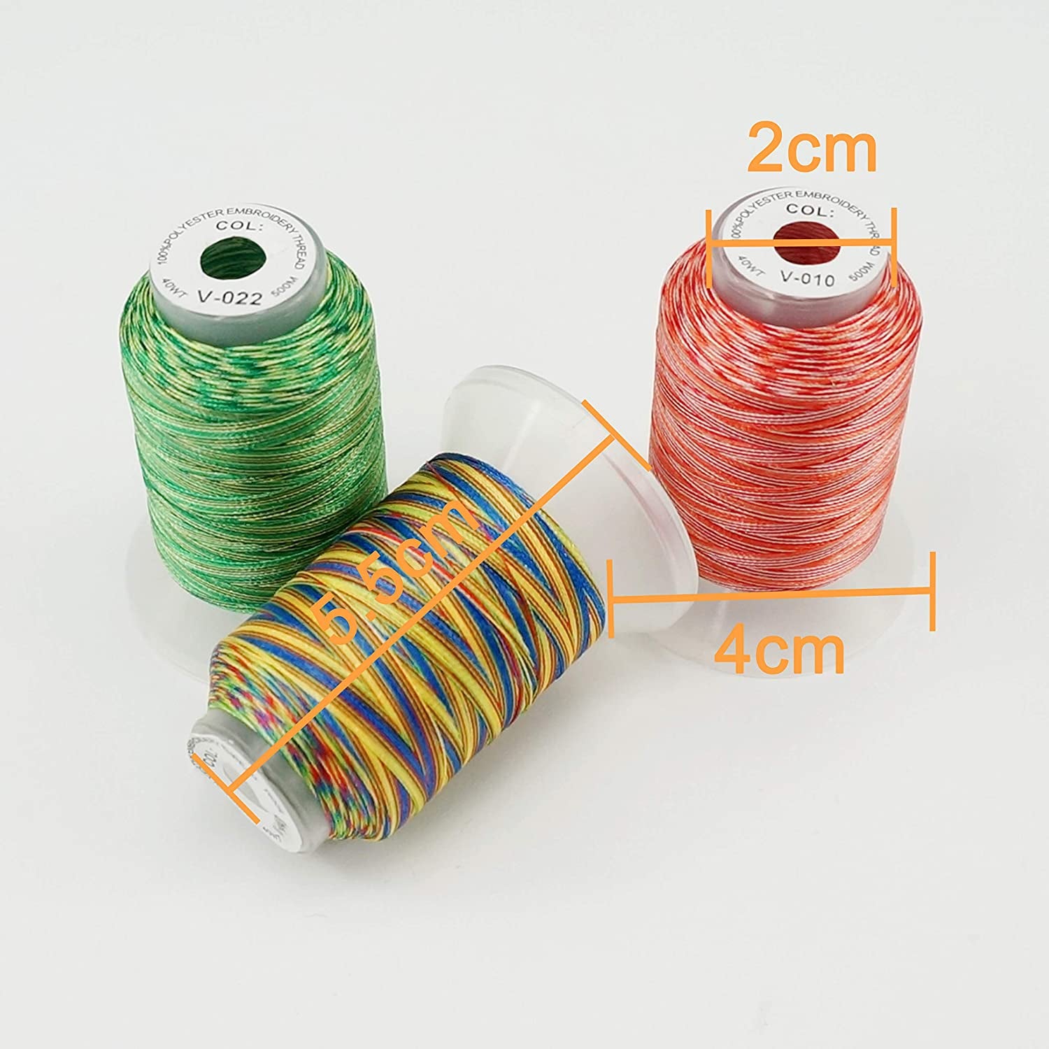 12 Colors Variegated Polyester Embroidery Machine Thread Kit 500M (550Y) Each Spool for Brother Janome Babylock Singer Pfaff Bernina Husqvaran Embroidery and Sewing Machines-Assortment1