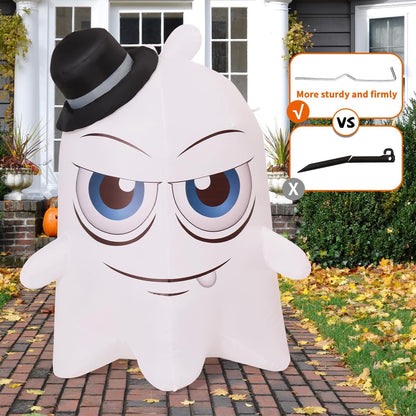 Halloween Inflatables 5 FT Green Light Ghost with Big Eyes Halloween Blow Ups Decorations with Built-In Rotating LED Lights for Holiday Party Indoor Outdoor Yard Garden Lawn