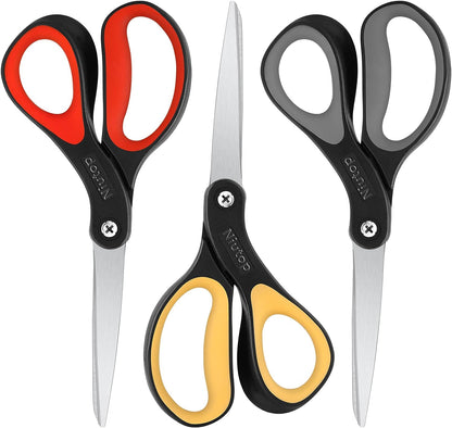 Scissors,  8" All Purpose Scissors Heavy Duty Ergonomic Comfort Grip Craft Shears Sharp Scissors for Office Home Household Sewing High/Middle School Students Teacher Art Craft DIY Supplies