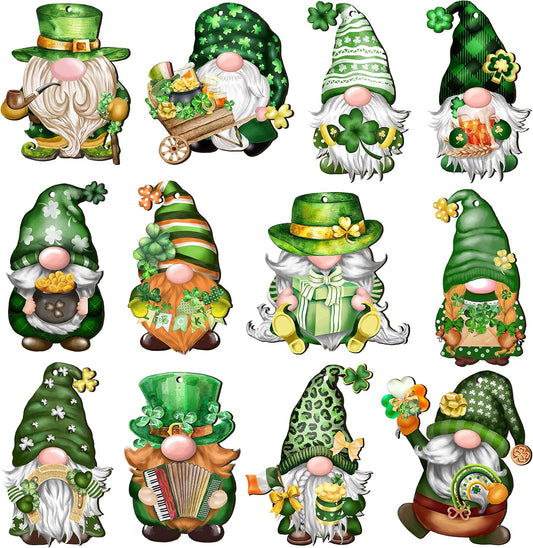 Wooden Gnome Ornaments, 24 PCS St. Patrick'S Day Decorations, Rustic Home Decor for Irish Saint Patty’S Day Party Supplies