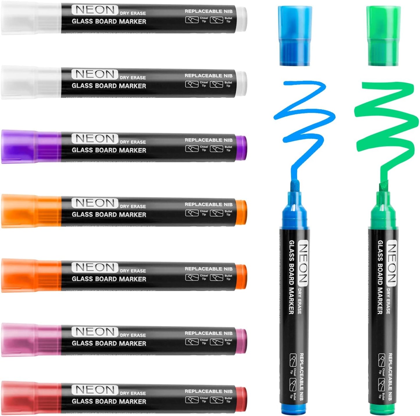 Dry Erase Markers Fine Tip, Glass Board Markers for Glass Dry Erase Board, Window, Acrylic, Planning Board, 1Mm Fine Points, 8 Bold Colors