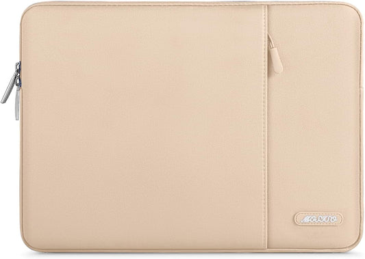 Laptop Sleeve Bag Compatible with Macbook Air 15 Inch M3 A3114 M2 A2941 2023 2024/Pro A1990 A1707,Surface Laptop 15,Dell XPS 15,HP Stream 14, Polyester Vertical Case with Pocket, Apricot