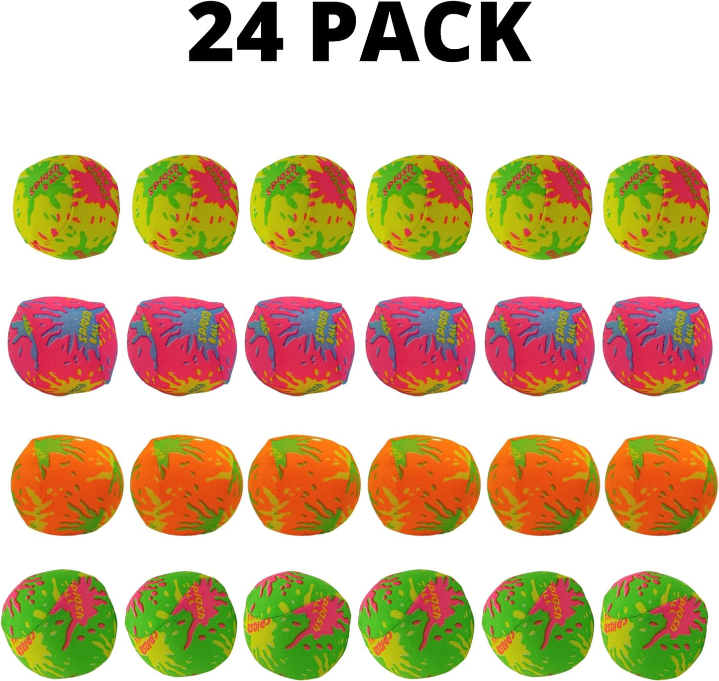 24 Pack - 2" Water Bomb Splash Balls - Mini Water Absorbent Ball - Kids Pool Toys, Outdoor Water Activities for Kids, Pool Beach Party Favors. Water Fight Games