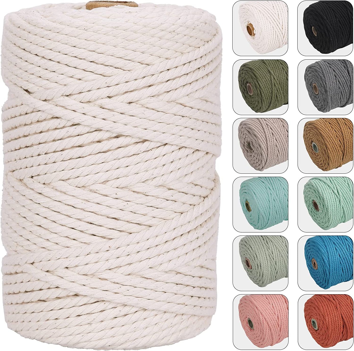 4Mm 109Yards Macrame Cord Natural Color Cotton Rope for Wall Hanging, Plant Hangers, Crafts, Knitting