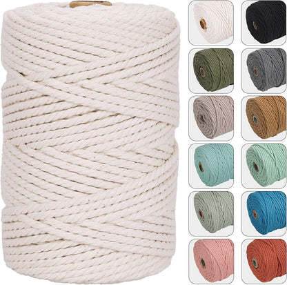 4Mm 109Yards Macrame Cord Natural Color Cotton Rope for Wall Hanging, Plant Hangers, Crafts, Knitting