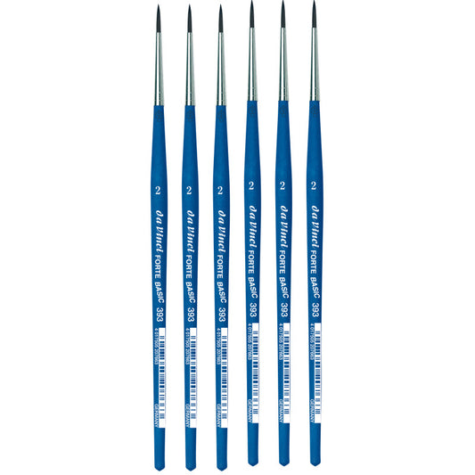 FORTE BASIC Student Brush, Synthetic, Acrylic, Round, Series 393, Size 2, Pack of 6
