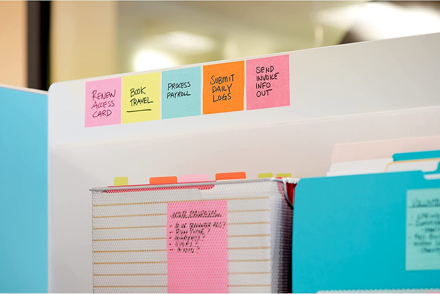 Super Sticky Notes, 76.2 Mm X 76.2 Mm, 24 Pads, 2X the Sticking Power, Supernova Neons, Bright Colors, Recyclable