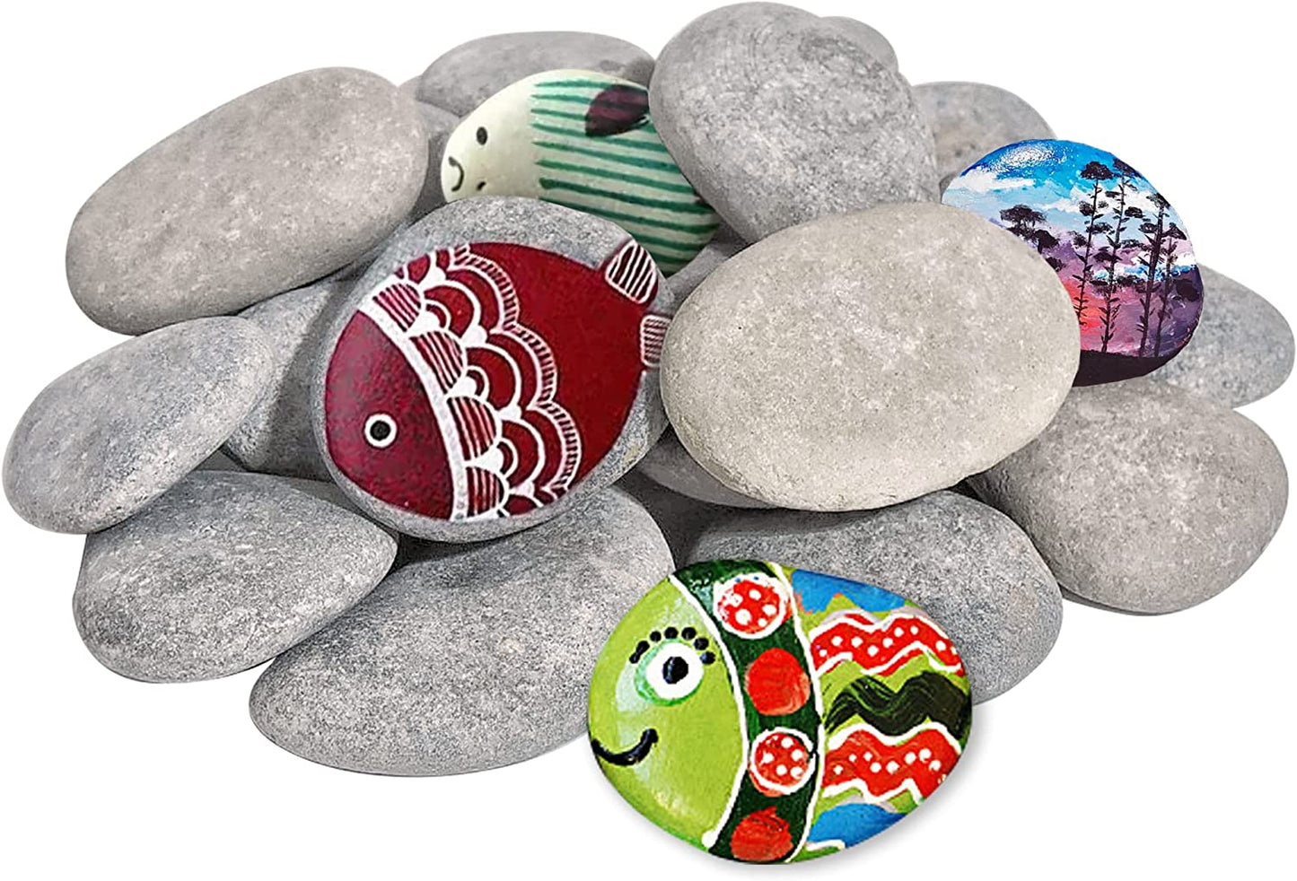 15PCS Large Painting Rocks, Natural River Rocks, Flat Rocks for Painting, 2-3 Inches Stones for Arts & Crafting