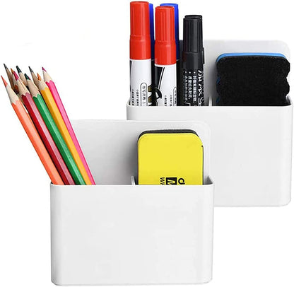 Mabrasse 2P Magnetic Dry Erase Marker Holder,Pen and Eraser Holder for Whiteboard, Magnet Pencil Cup Utility Storage Organizer for Office, Refrigerator, Locker and Metal Cabinets (Yellow)