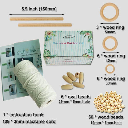 Easy Macrame Kits for Adults Beginners Supplier Wood Beads,Rings,Wooden Dowel for Macrame Plant Hangers,Macrame Wall Hanging with Instruction for Macrame Starters