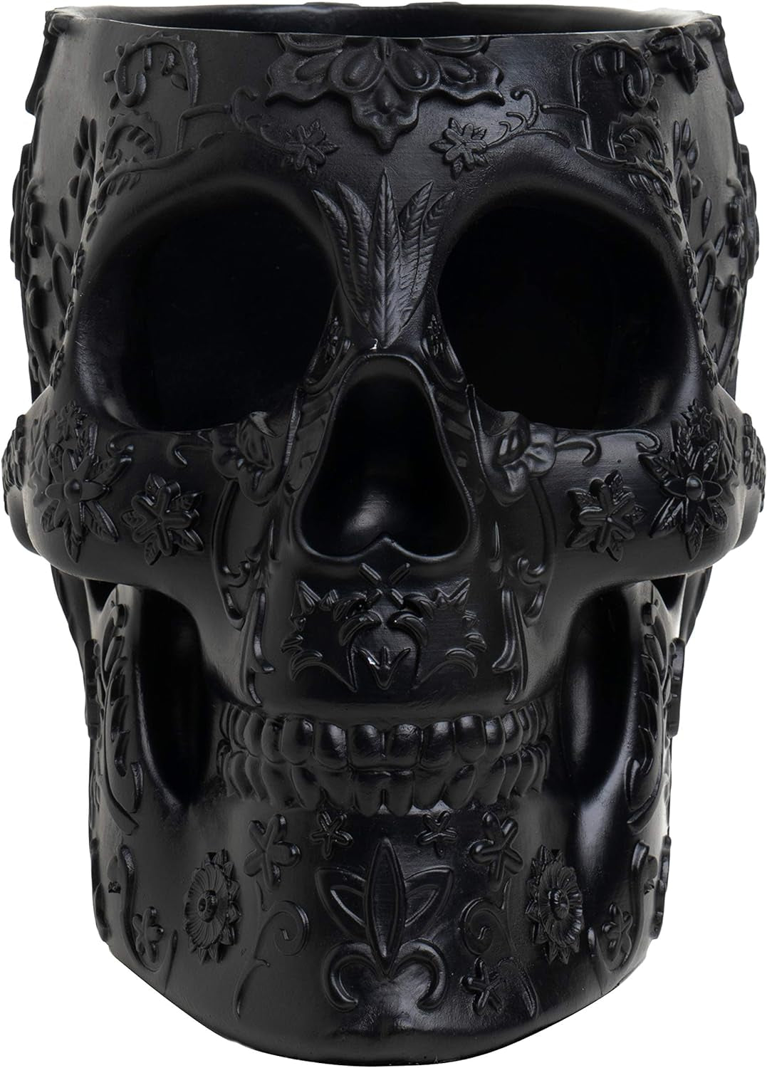 Skull Makeup Brush and Pen Holder Extra Large, Strong Resin Extra Large Halloween (Pink)