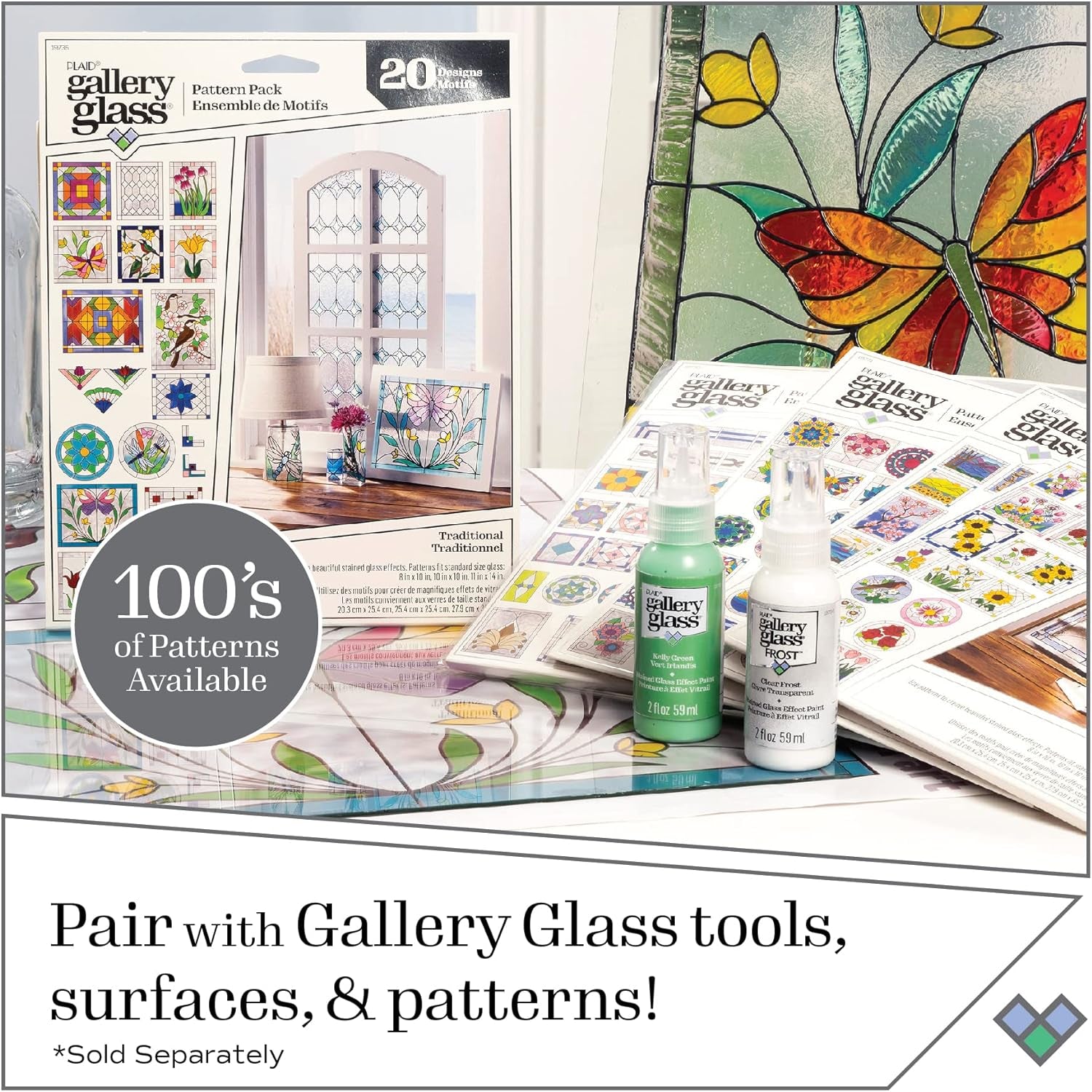 Jewel Tones PROMOGGJL22 Stained Kit, 8 Piece Glass Paint Set for DIY Arts and Crafts, Perfect for Beginners and Artists