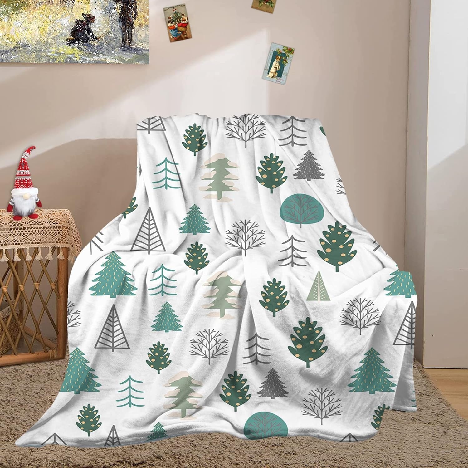 Christmas Throw Blanket, Lightweight Christmas Tree Throw Blanket,Holiday Theme Home Decor Warm and Cozy Throws for Winter Bedding, Couch and Gift