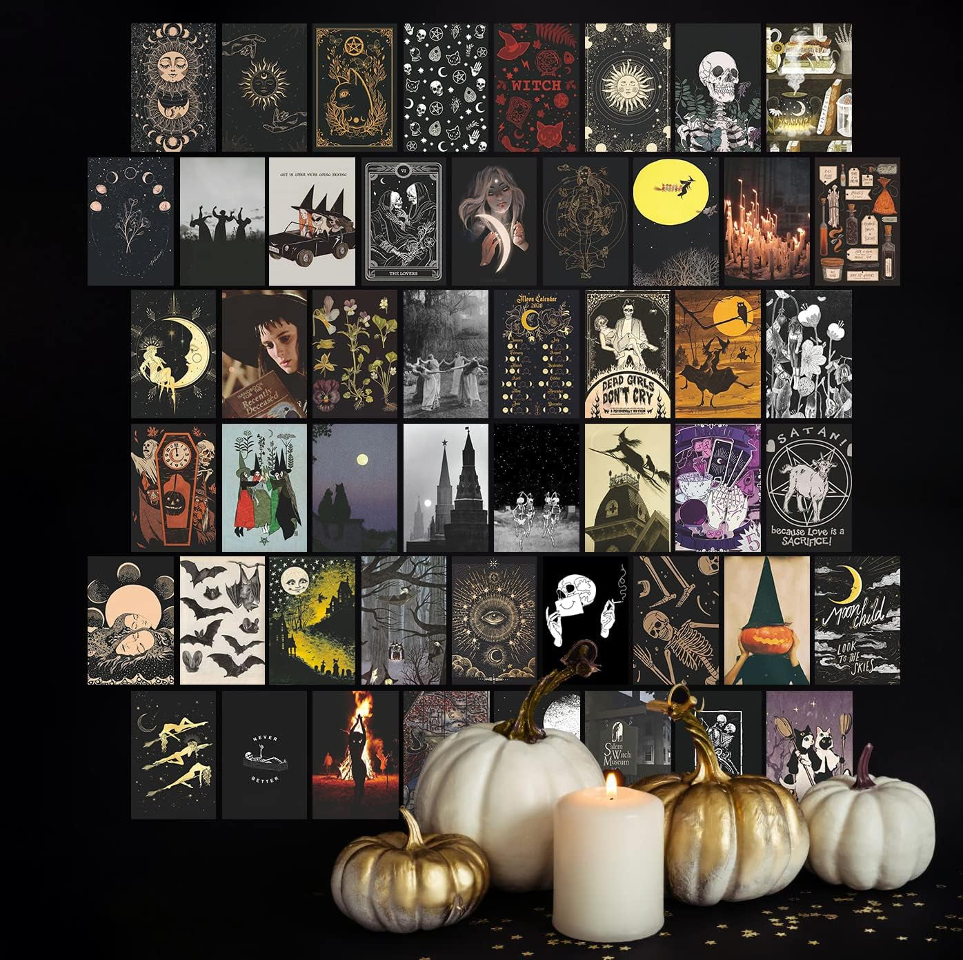 Witchy Room Decor Aesthetic, Witch Decor, Withy Aesthetic Wall Collage Kit, 50Pcs Witchy Posters for Room, Gothic Decor, Wiccan Decor, Pagan Decor (Set of 50, 4" × 6")