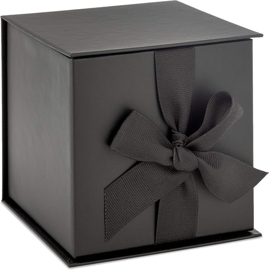 Small Gift Box with Bow and Shredded Paper Fill (Black 4 Inch Gift Box) for Weddings, Graduations, Birthdays, Father'S Day, Groomsmen Gifts, All Occasion