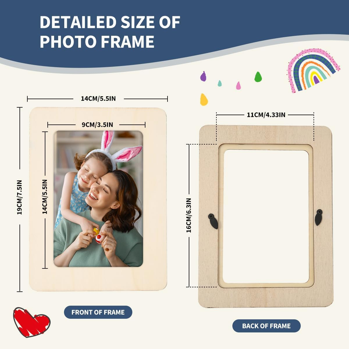 Picture Frame Painting Craft Kit for 4 * 6 Photo,10Pcs DIY Unfinished Wooden Picture Frames with 12Pcs Painting Color Pen 4 Sheets Crystal Diamond Stickers for DIY Craft