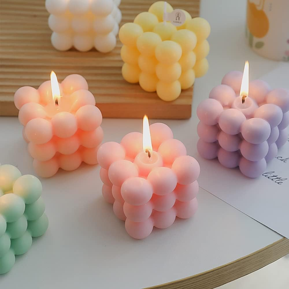6Pcs Silicone Candle Molds Set for Candle Making, Yarn Ball Bubble Candle Mold, 3D Rose Silicone Mold, Cake Mold for Baking Desser, Silicone Mold for Soy Wax, Soap, DIY Scented Candle