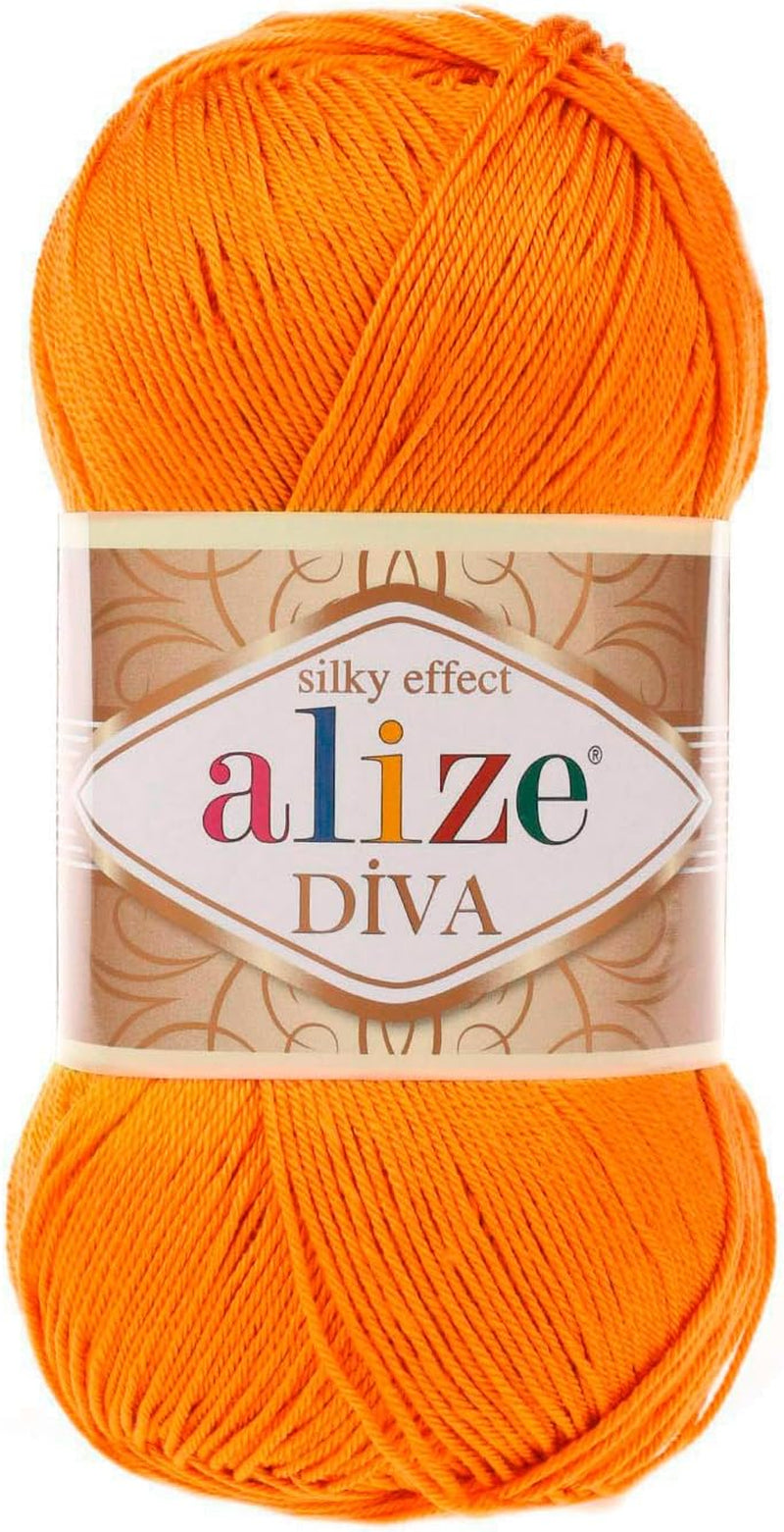 Diva Silk Effect 100% Microfiber Acrylic Yarn 1 Ball Skeins 100Gr 383Yds Color (361 - Navy)