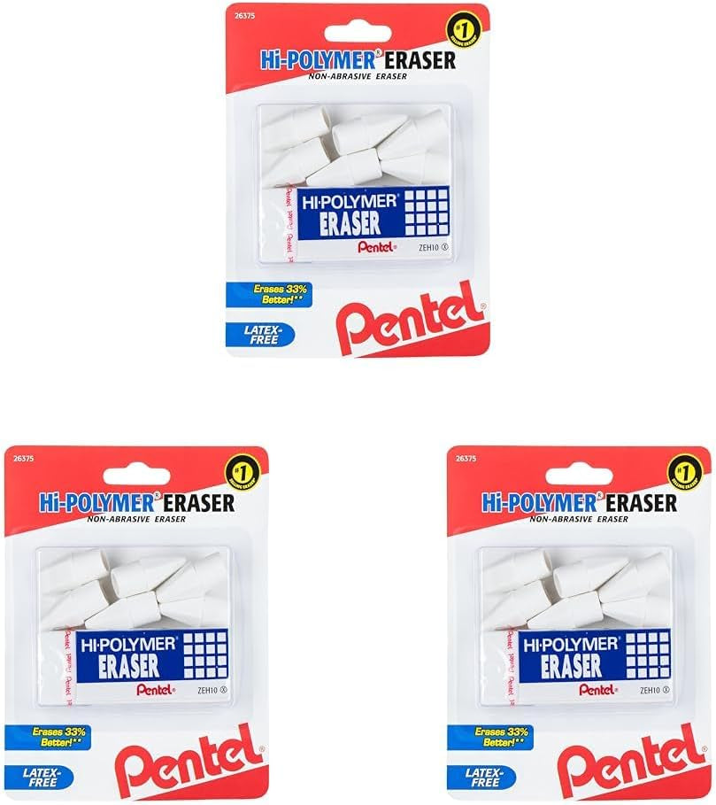 Hi-Polymer Block Eraser, Large, White, Pack of 10 ZEH-10 Erasers (ZEH10PC10)