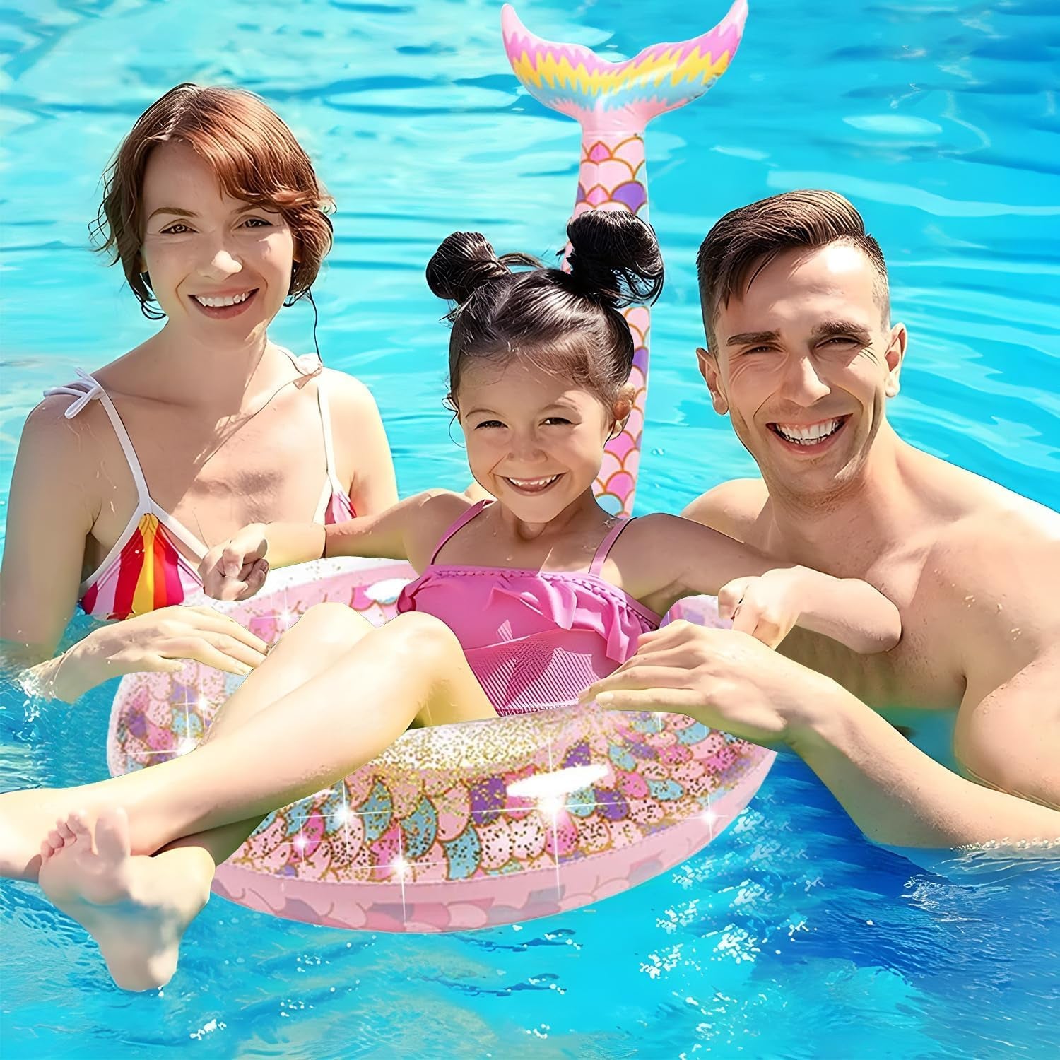 Pool Floats Inflatable Swimming Rings Mermaid Tail Tubes Glitters Water Party Summer Beach for Kids and Adults