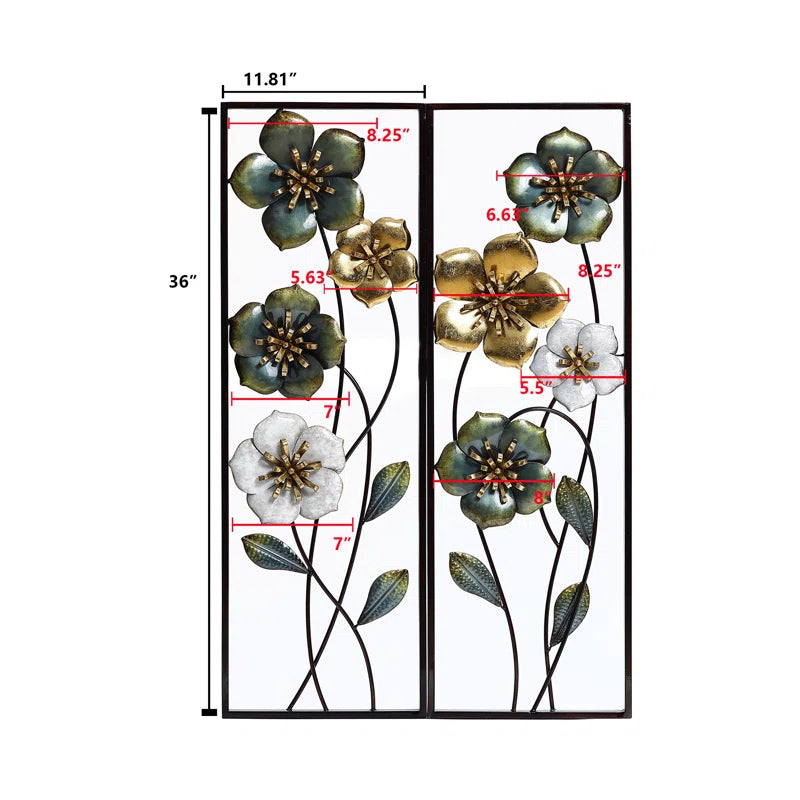 Handmade Traditional Plants & Flowers Wall Decor on Metal