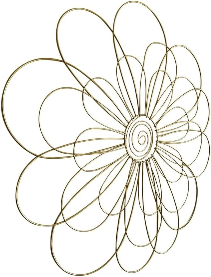 Metal Wall Art Modern Abstract Contemporary 3D Geometric Sculpture Flower Interior Designers Living Room Scroll Outdoor Garden Patio Backyard Boho Farmhouse Home Decor Golden 29 Inch