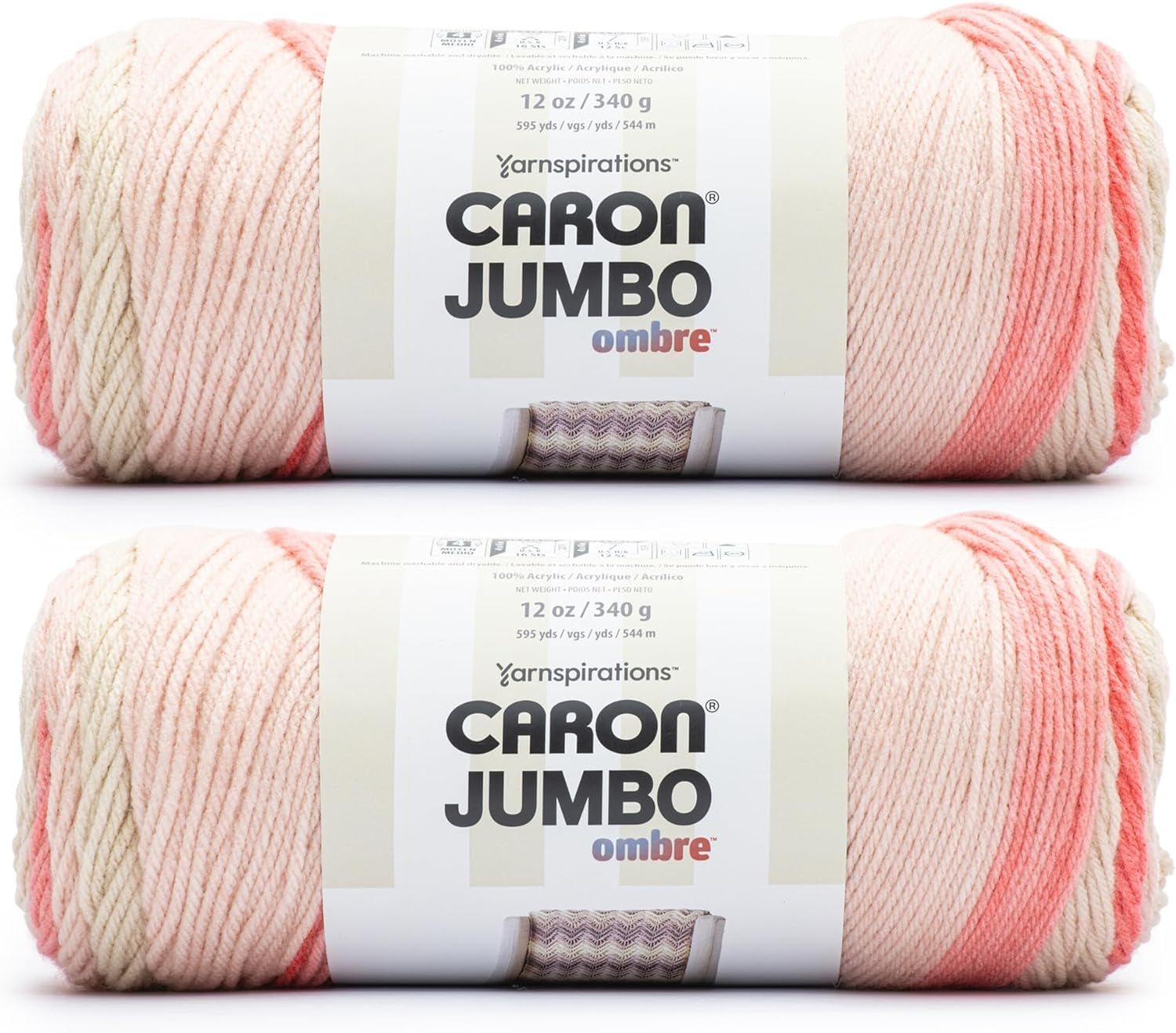 One Pound White Yarn - 2 Pack of 454G/16Oz - Acrylic - 4 Medium (Worsted) - 812 Yards - Knitting/Crochet