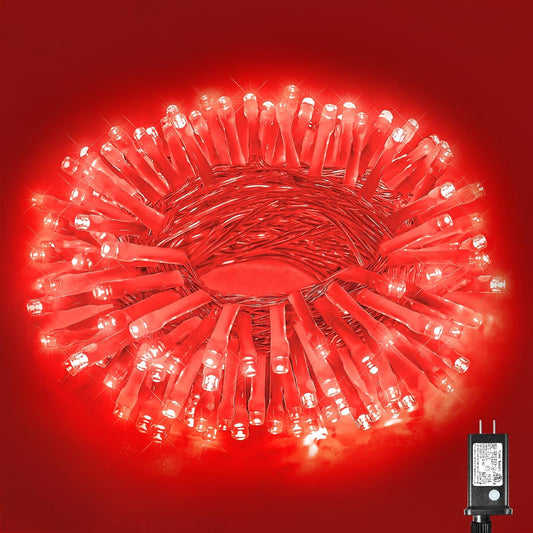 100 LED Red Halloween Lights, 33Ft Halloween String Lights 8 Modes Clear Wire, Connectable Waterproof Plug in Red Christmas Lights for Bedroom Indoor Outdoor Valentines Christmas Decorations