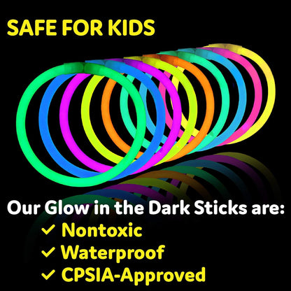 Glow Sticks Bulk Party Favors 400Pk - 8” Glow in the Dark Party Supplies, Light Sticks Neon Party Glow Necklaces and Bracelets for Kids or Adults