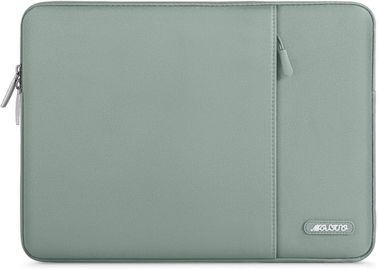 Laptop Sleeve Bag Compatible with Macbook Air 15 Inch M3 A3114 M2 A2941 2023 2024/Pro A1990 A1707,Surface Laptop 15,Dell XPS 15,HP Stream 14, Polyester Vertical Case with Pocket, Antique Green