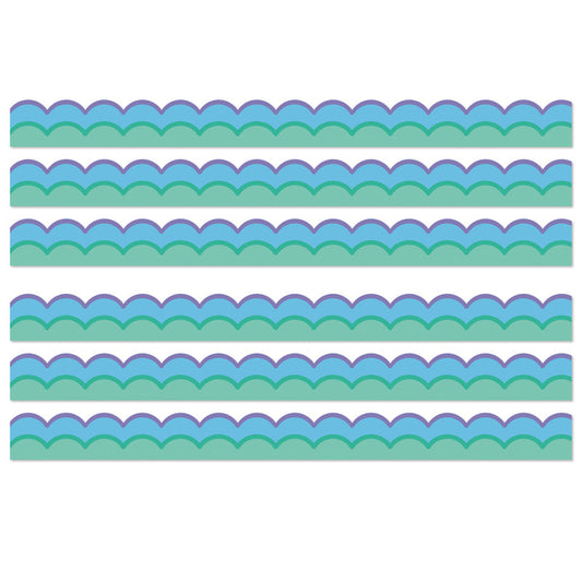 Happily Ever Elementary Retro Remix Cool Waves Scalloped Bulletin Board Borders, 39 Feet Per Pack, 6 Packs