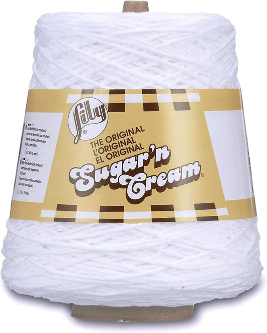 SUGAR N CREAM CONES White Yarn - 1 Pack of 14Oz/400G - Cotton - #4 Medium - 706 Yards - Knitting/Crochet