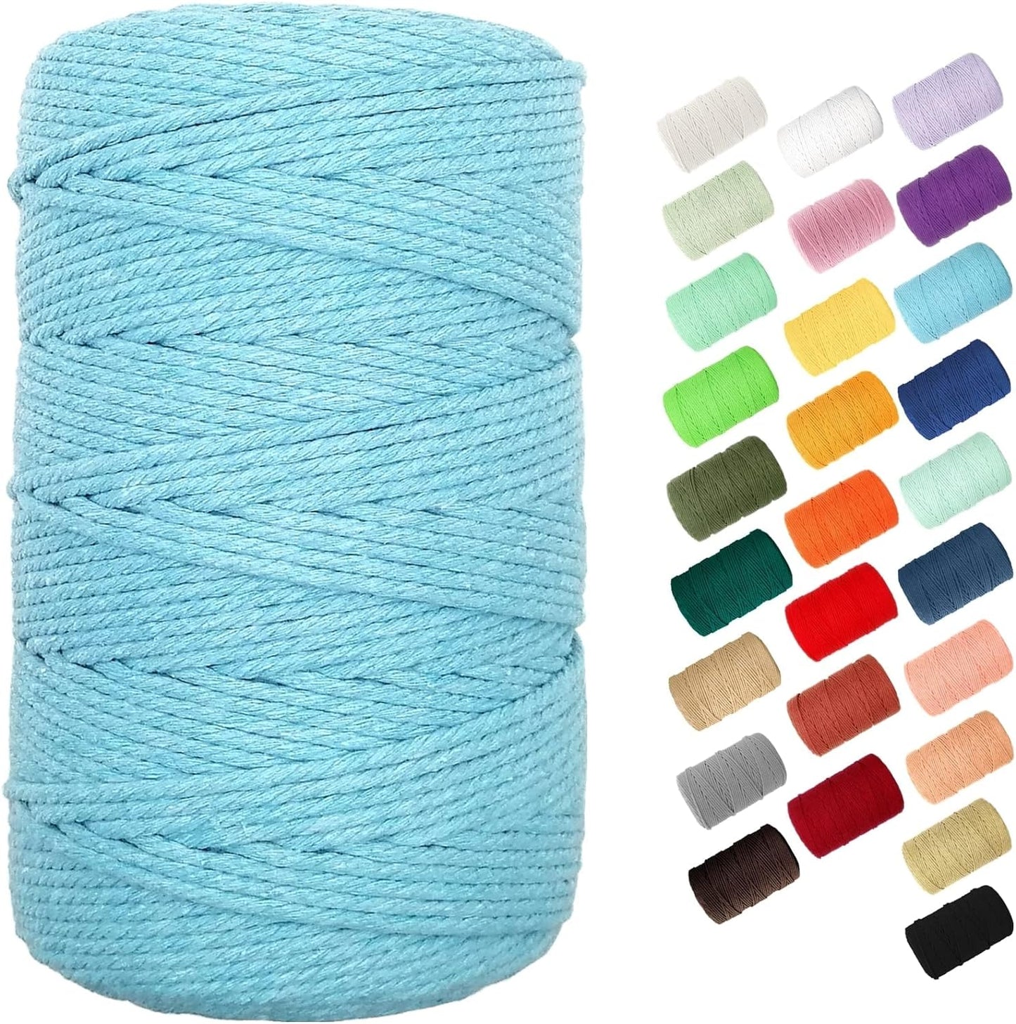 Macrame Cord,  3Mm Cotton Rope 220 Yards(200M) Twine String, 100% Natural Cotton Colored Macrame Rope for Macrame Kit, Plant Hangers, Wall Hanging, Christmas or Wedding Decorative(Navy Blue)