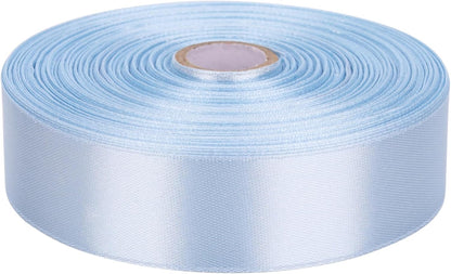 1 Inch Sky Blue Satin Ribbon 50 Yards Solid Fabric Ribbons Roll for Wedding Invitations, Bridal Bouquets, Sewing, Party Decorations, Gift Wrapping and More