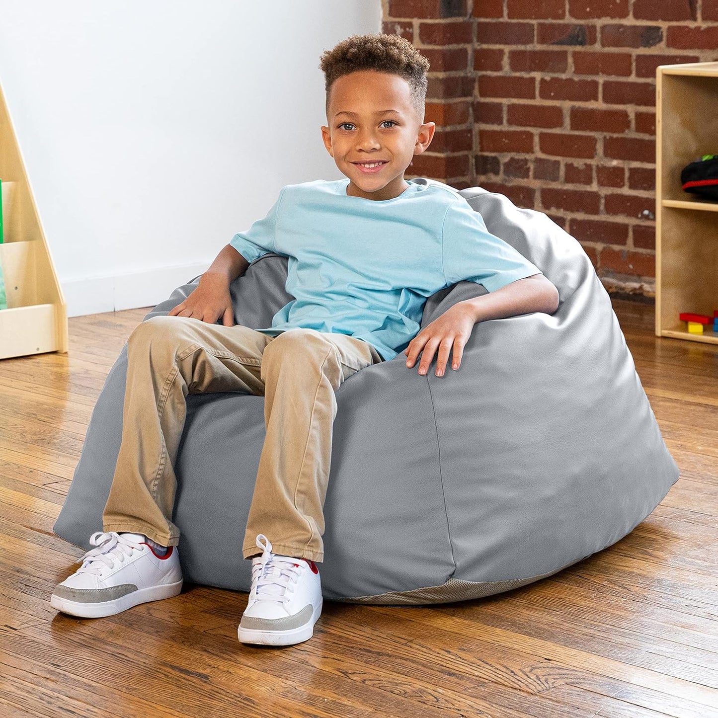 Gumdrop Jr. Kids Bean Bag for Early Childhood & Educational Environments, Premium Vinyl - Turquoise