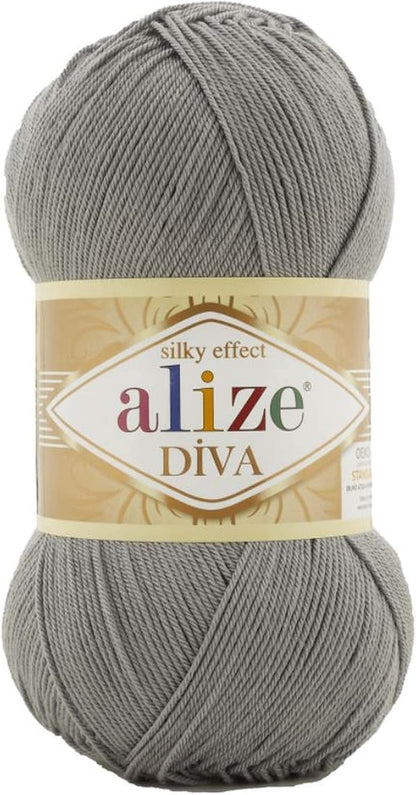 Diva Silk Effect 100% Microfiber Acrylic Yarn 1 Ball Skeins 100Gr 383Yds Color (361 - Navy)