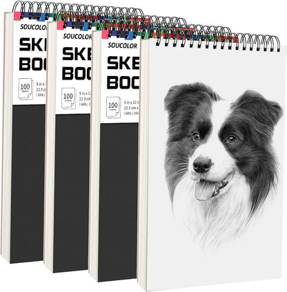 9" X 12" Sketch Book, 1-Pack 100 Sheets Spiral Bound Art Sketchbook, (68Lb/100Gsm) Acid Free Artist Drawing Book Paper Painting Sketching Pad for Kids Students Adults Beginners