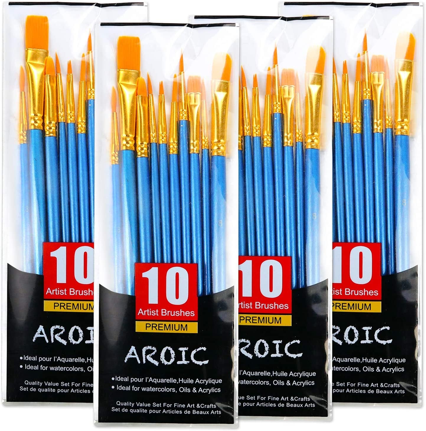 Acrylic Paint Brush Set, 1 Packs / 10 Pcs Watercolor Brushes Painting Brush Nylon Hair Brushes for All Purpose Oil Watercolor Painting Artist Professional Kits.