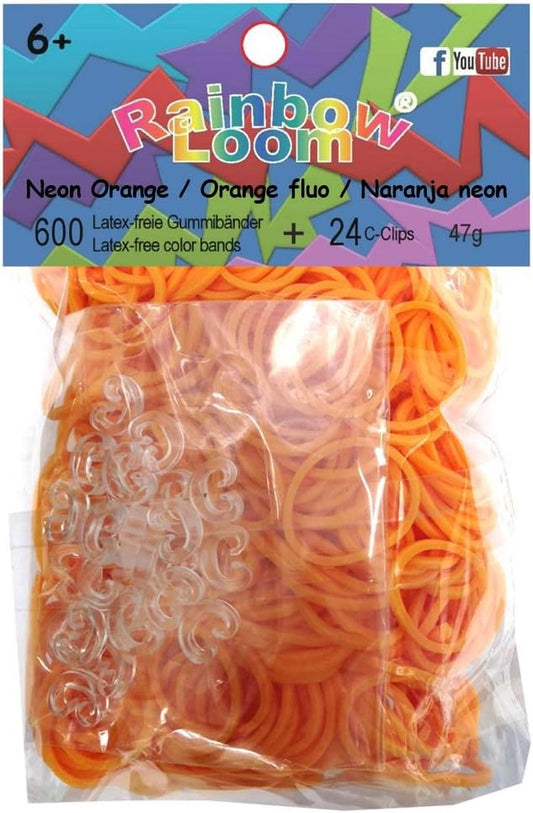 Latex Free Rubber Band Refill + C-Clips - Neon Orange