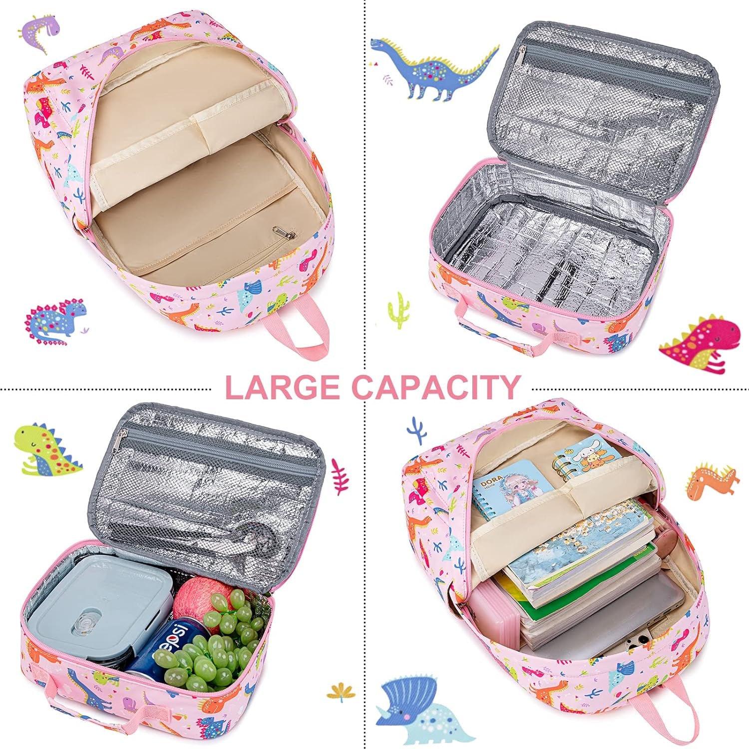 Kids Backpack with Lunch Box for Girls Boys Lightweight Waterproof Preschool Kindergarten Elementary School Bookbag