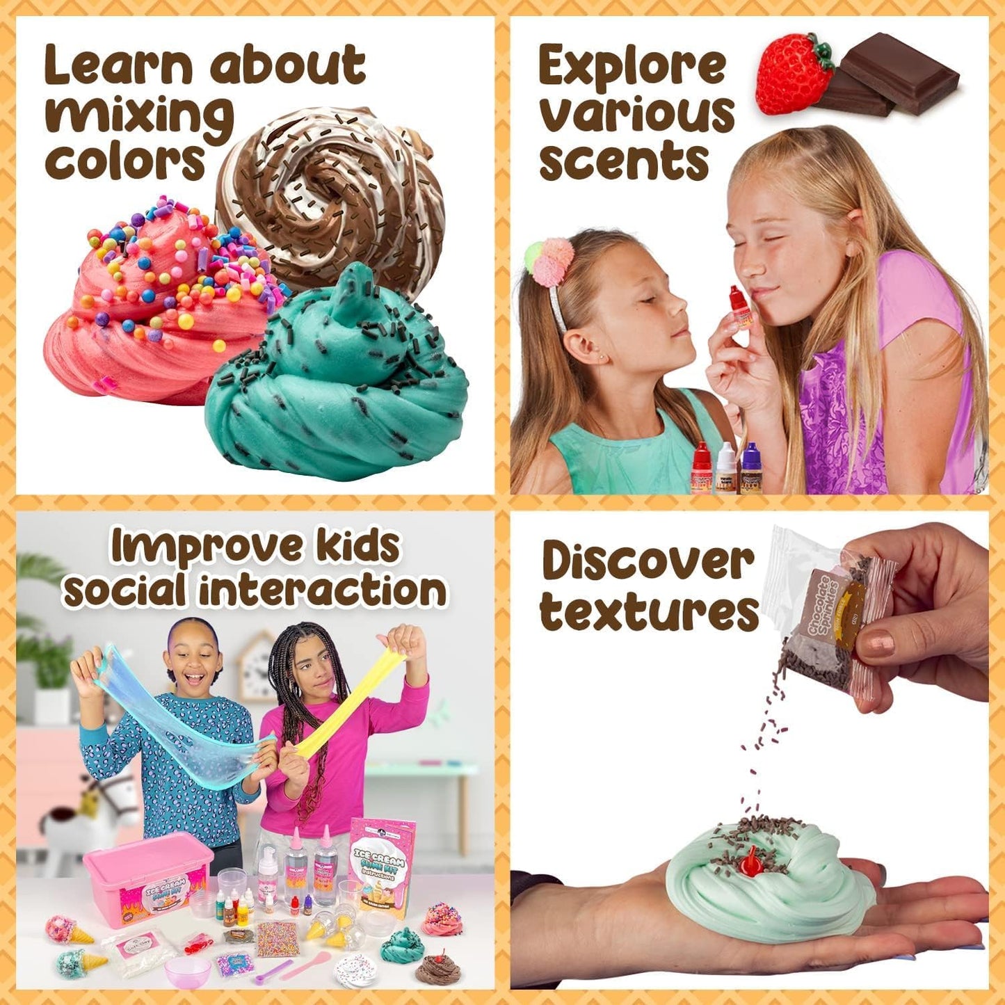 Ice Cream Slime Kit for Girls, Amazing Ice Cream Slime Making Kit to Make Butter Slime, Cloud Slime & Foam Slimes, Fun Gift Idea