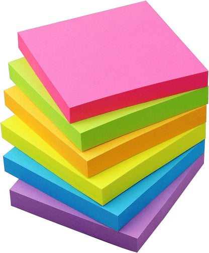 Sticky Notes 3X3 Self-Stick Notes Pads with 6 Bright Colors, Easy to Post for Office, Shool, Home, 6 Pads/Pack, 100 Sheets/Pad (Yellow)