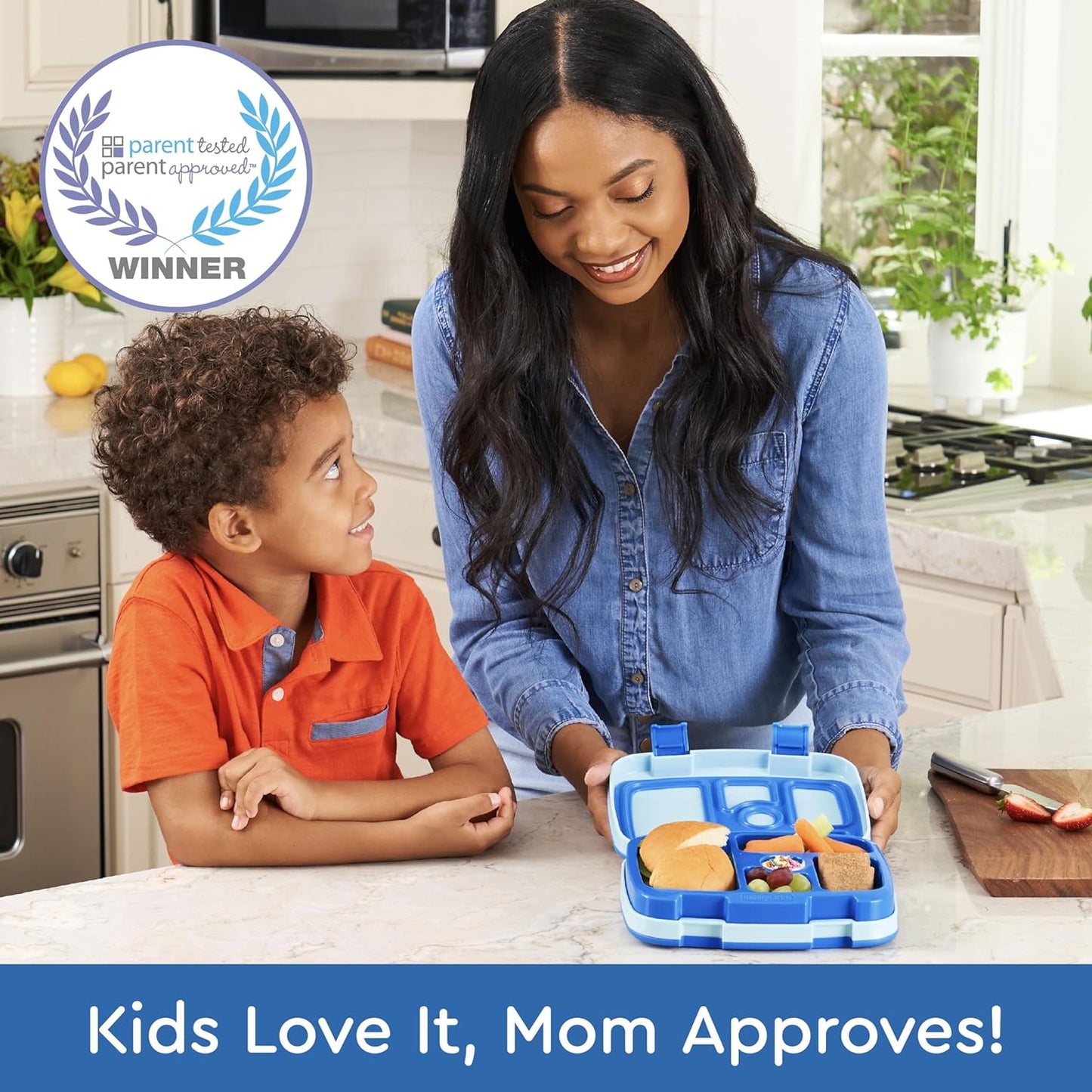 ® Kids Bento-Style 5-Compartment Leak-Proof Lunch Box - Ideal Portion Sizes for Ages 3 to 7 - Durable, Drop-Proof, Dishwasher Safe, Bpa-Free, & Made with Food-Safe Materials (Blue)