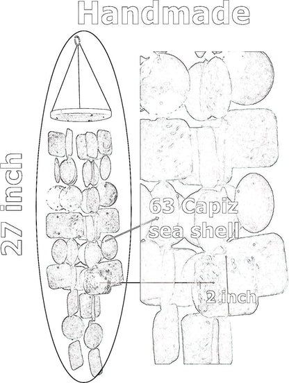 24898 Capiz Wind Chimes Sea Glass Shells Large 27 Inch outside Windchimes Home Decor Outdoor Garden Patio Yard Lawn Unique Gifts for Mom Grandma Woman Sympathy Memorial Remembrance