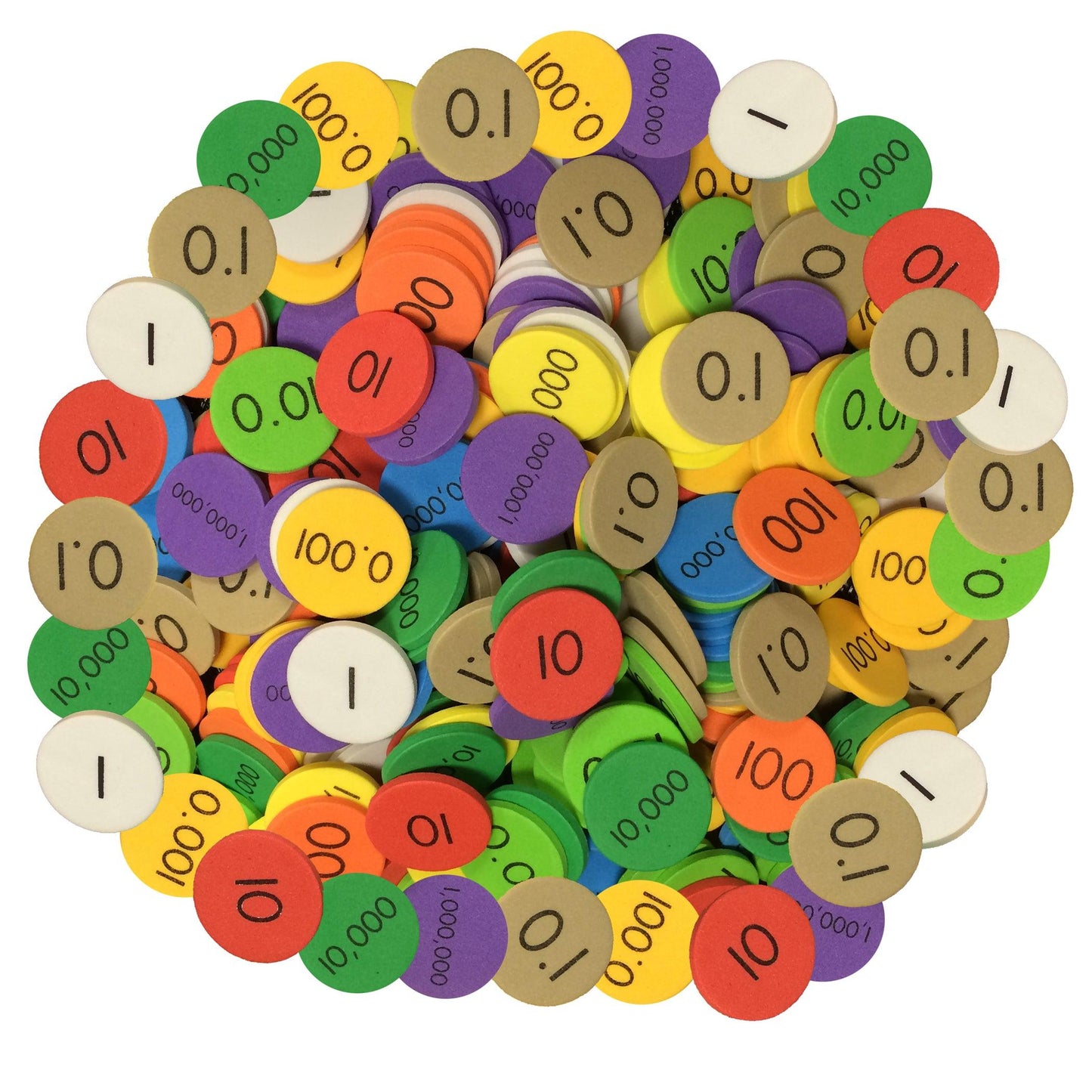 10-Value Decimals to Whole Numbers Place Value Disc, Pack of 3000 - Loomini