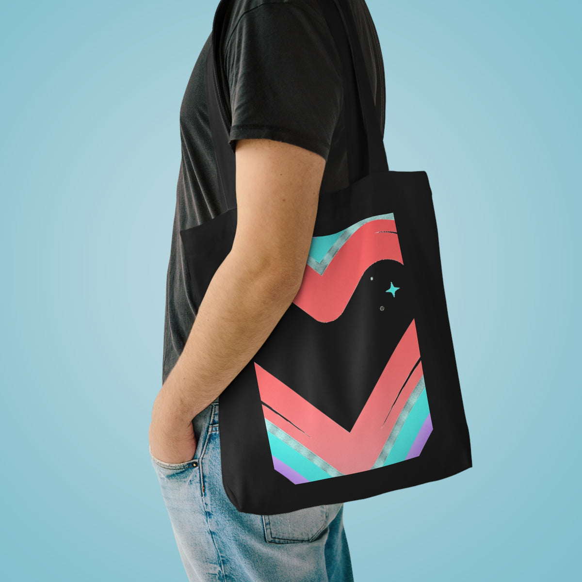 Neon Heart Glow | Cotton Tote Bag for Everyday + Campus | Valentine & Galentine Gift for Her, Friends | Y2K Aesthetic